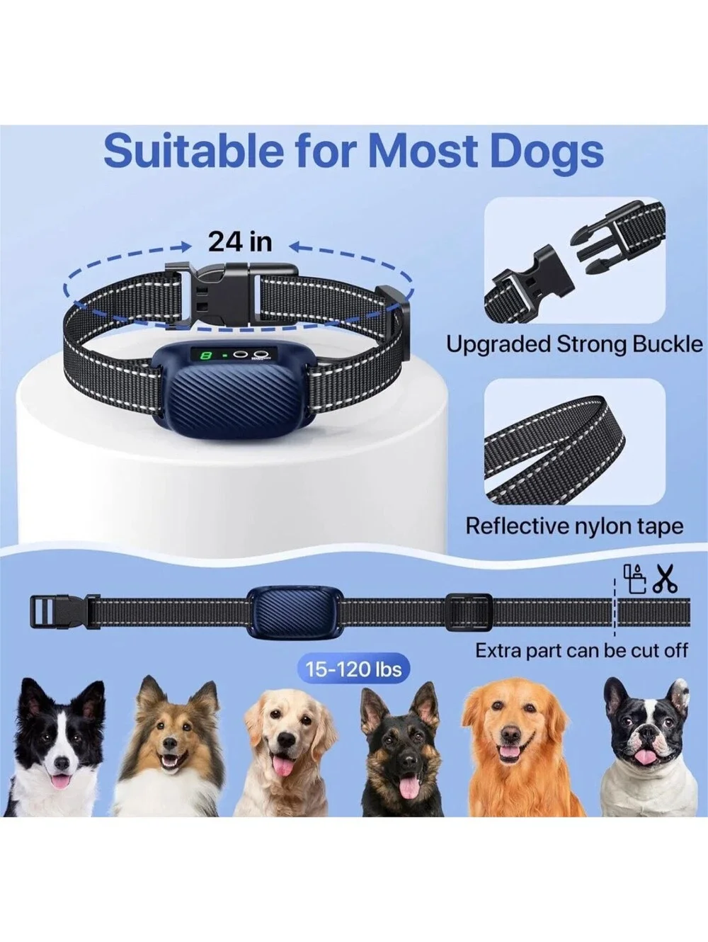 Dog Bark Collar with 8 Sensitivity Levels and 3 Modes